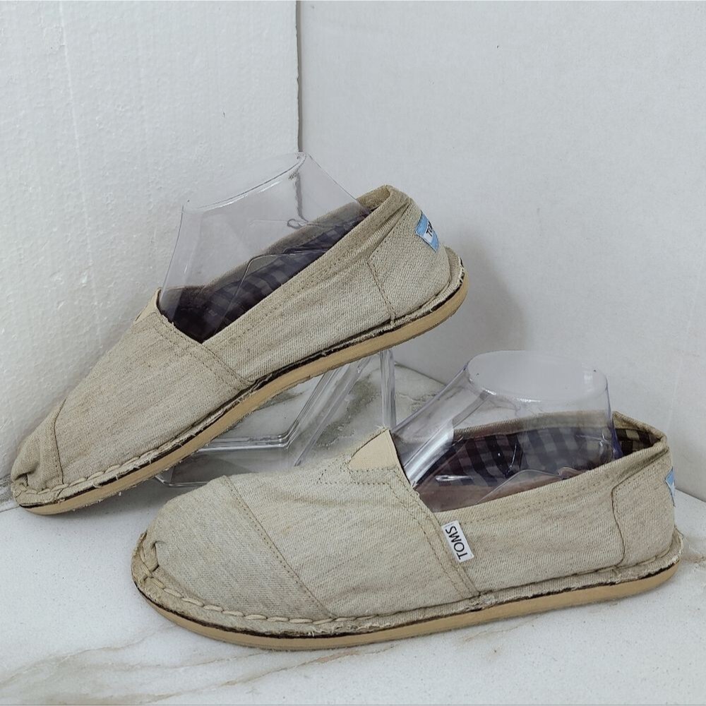 Toms Men's Classics Tan Khaki Slip On Comfort Loafer Flats, Sz 9